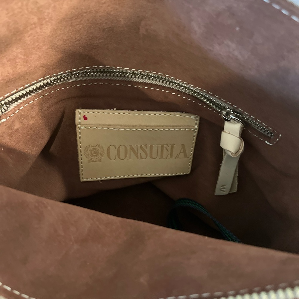 Consuela Brown Tooled Leather Sally Hobo Crossbody with leather & woven straps - Picture 10 of 14